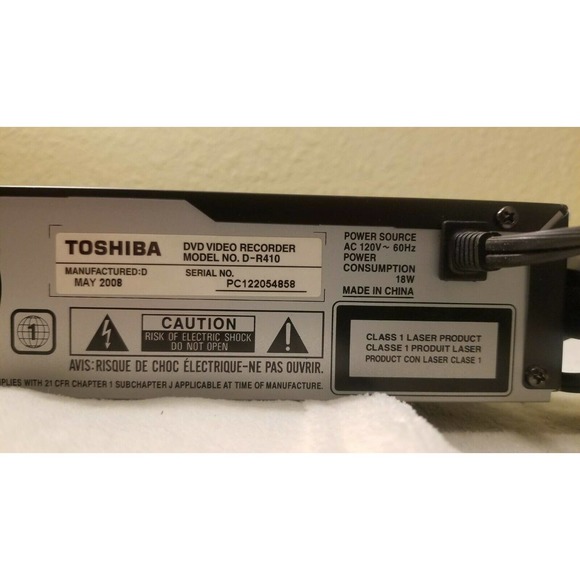 Toshiba D-R410 DVD Recorder - HDMI, 1080p, One-Touch Recording No Remote - Picture 8 of 10